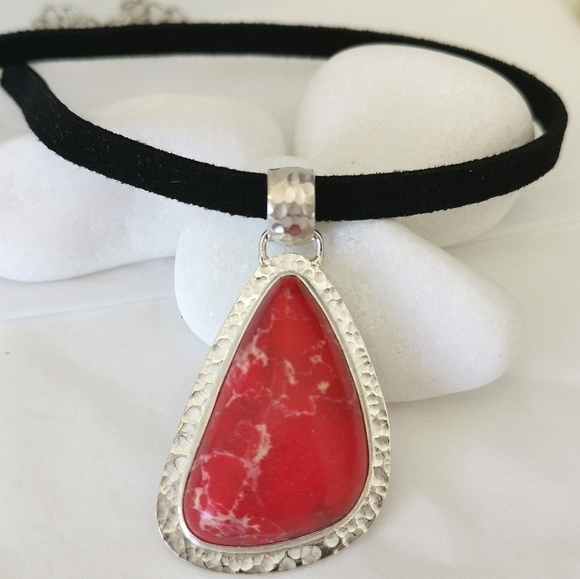 Red Imperial Jasper Sterling Silver pendant necklace - Picture 5 of 5